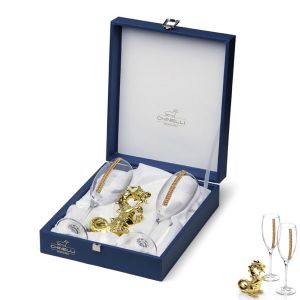 Chinelli Бокалы для шампанского со статуэткой дракона 6054300